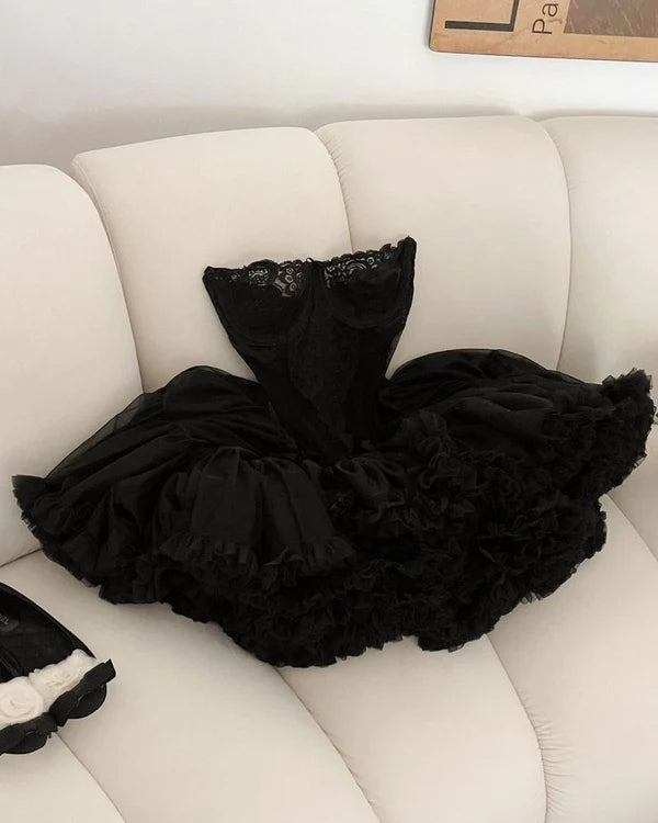 Luolandi Cute Ball Gown Strapless Ruffles Short Homecoming Dress Sweet Graduation Dress Lovely Birthday Party Dress