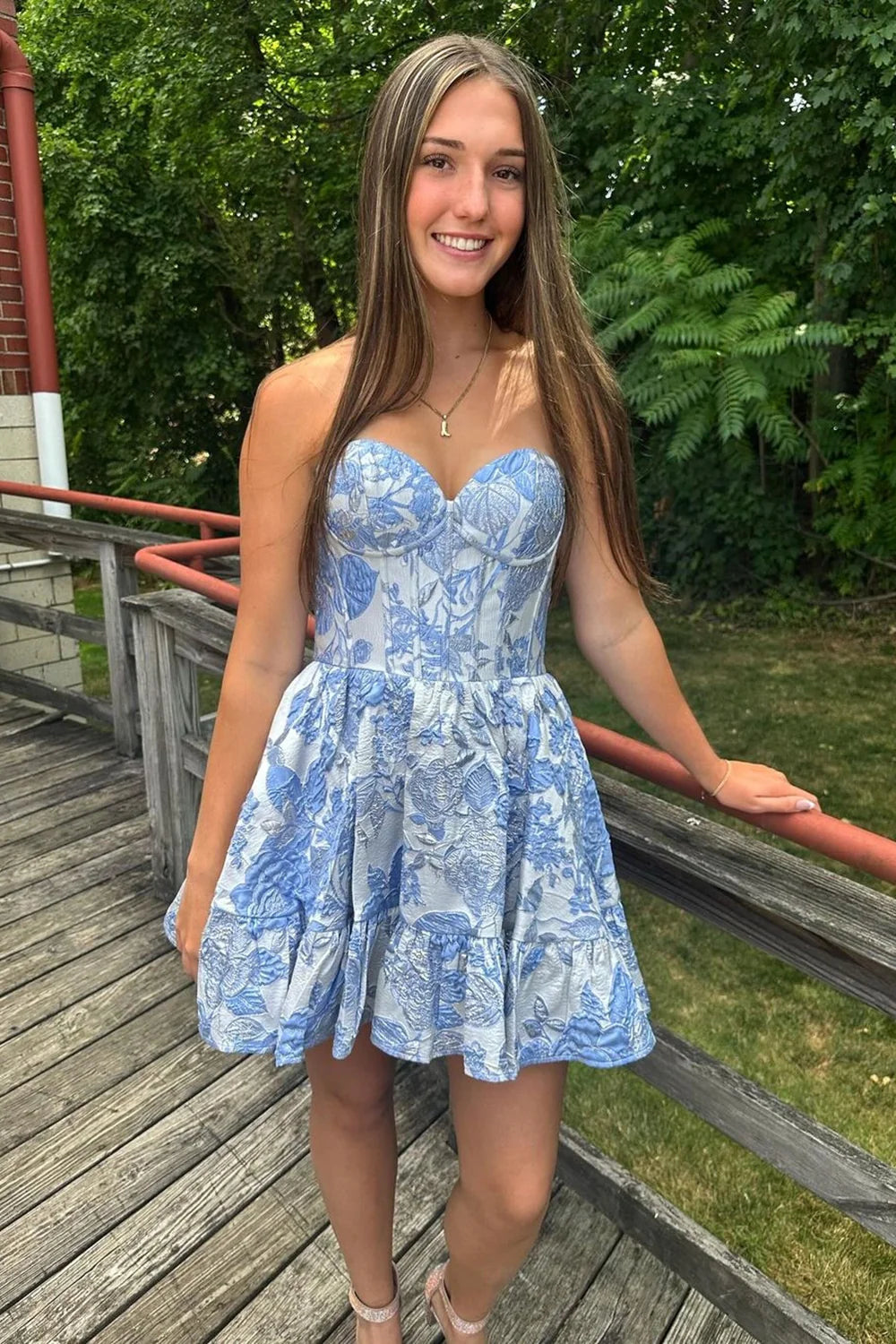 Luolandi Cute A Line Strapless Homecoming Dresses Short Prom Dress Lovely Back To School Dress