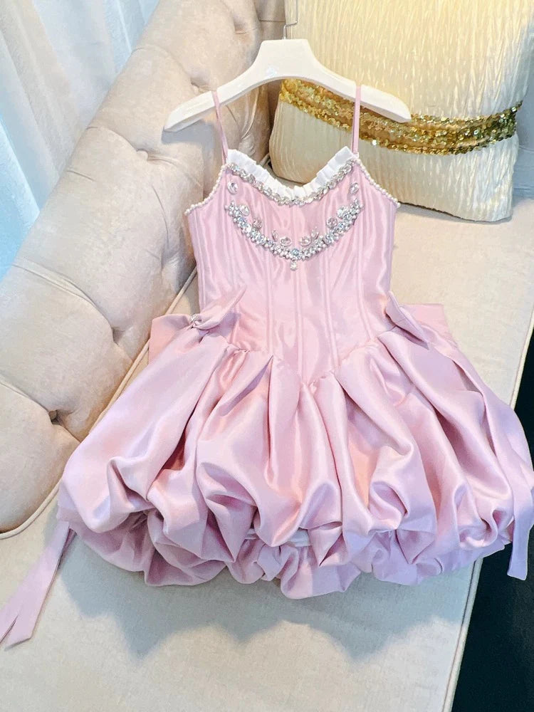 Luolandi Cute A line Spaghetti Straps Short Homecoming Dress With Bows Sweet Graduation Dress Lovely Birthday Party Dress