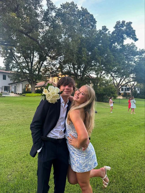 Luolandi Cute Blue Strapless Homecoming Dress Pretty Birthday Party Dress Short Graduation Dress