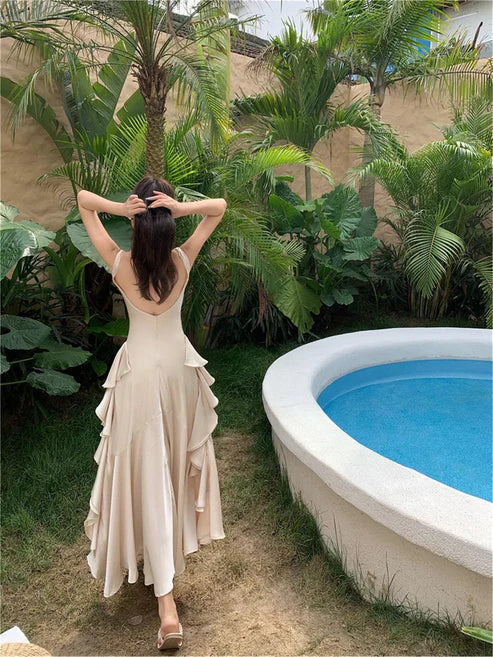 Luolandi Elegant Backless Vintage Prom Dress Charming Evening Party Dress Formal Dress With Slit