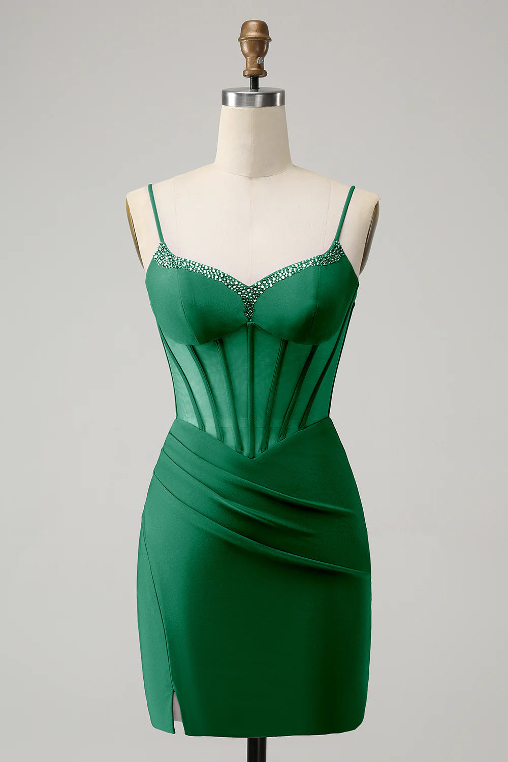 Luolandi Fuchsia Sequins Spaghetti Straps Satin Tight Homecoming Dress Short Party Dress