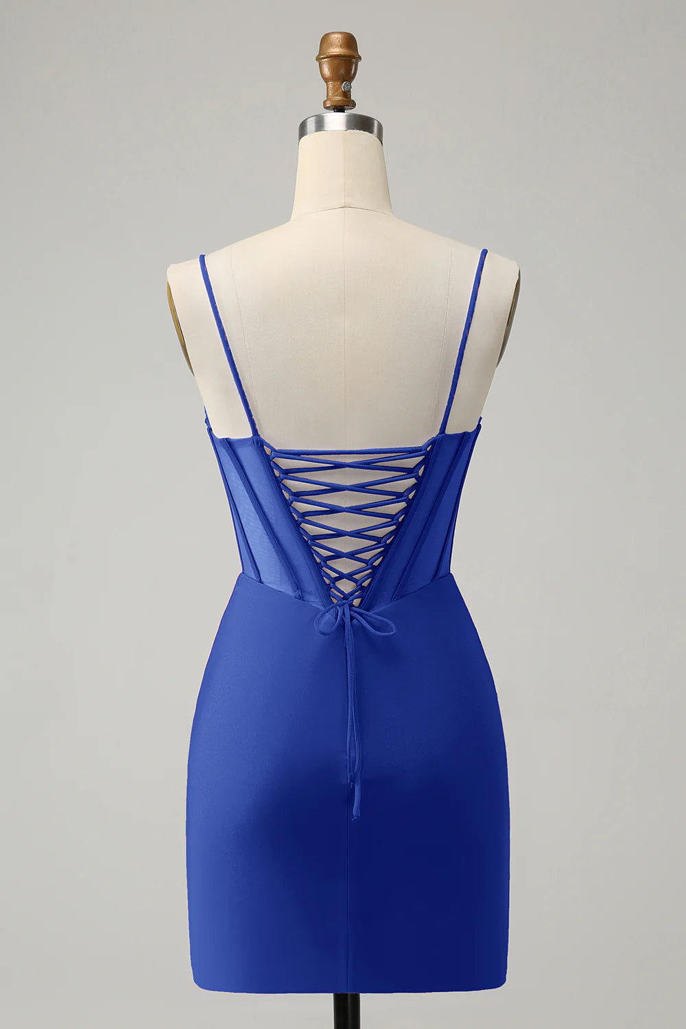 Luolandi Fuchsia Sequins Spaghetti Straps Satin Tight Homecoming Dress Short Party Dress