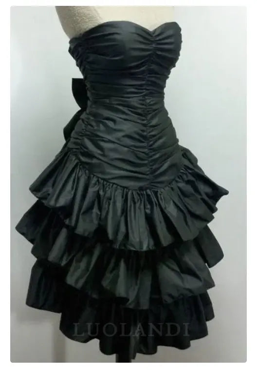 Luolandi Elegant A Line Sweetheart Strapless Short Prom Dress Layered Cute Birthday Party Dress Back To School Dress