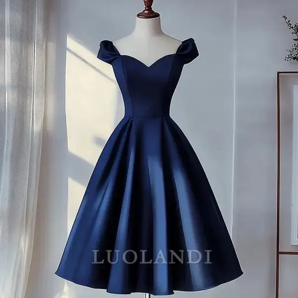 Luolandi Elegant Blue A Line Prom Dress Vintage Homecoming Dress Simple Party Dress