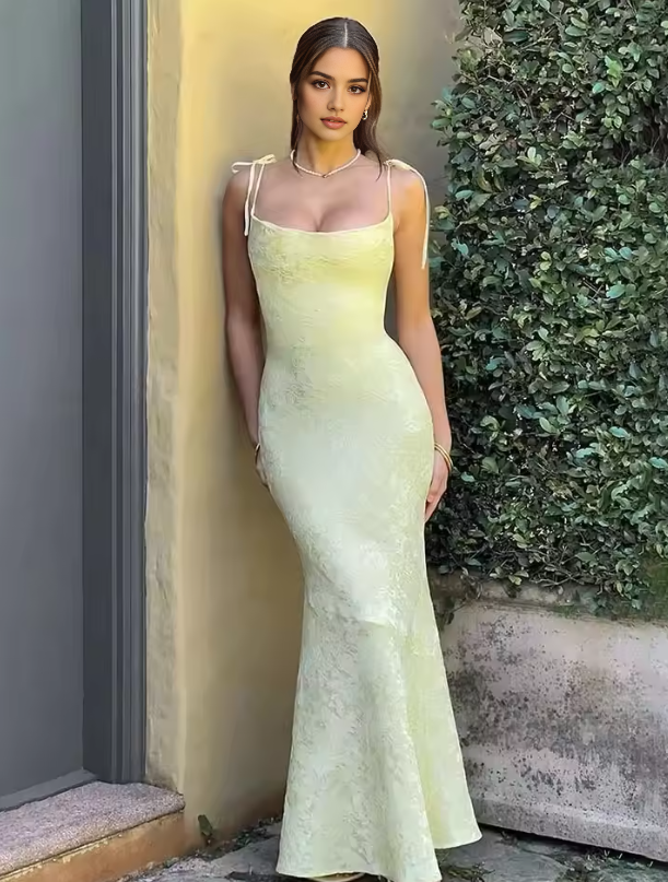 Luolandi Elegant Sheath Straps Long Prom Dress Charming Evening Party Dress Summer Holiday Dress