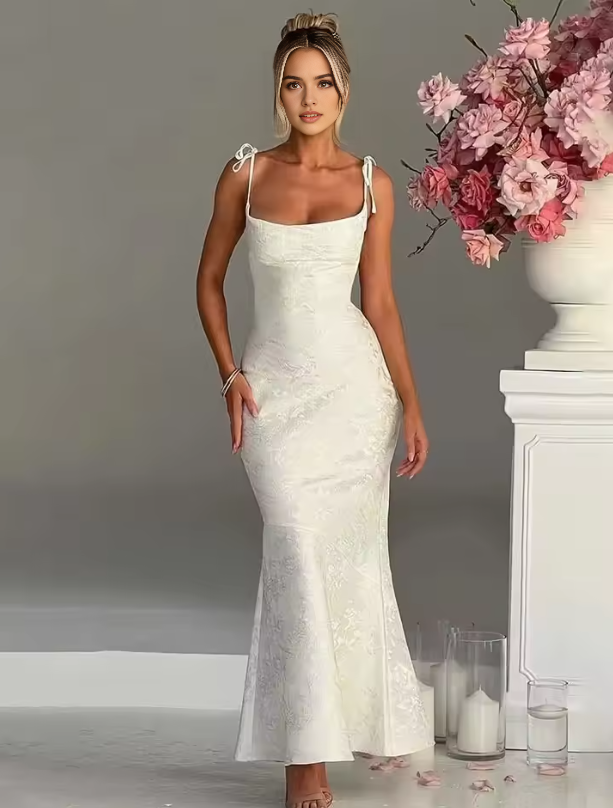 Luolandi Elegant Sheath Straps Long Prom Dress Charming Evening Party Dress Summer Holiday Dress