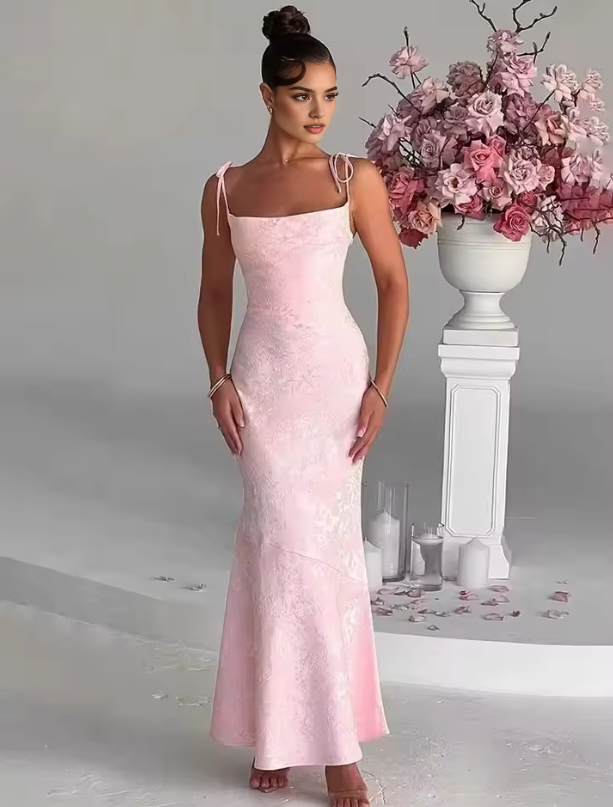 Luolandi Elegant Sheath Straps Long Prom Dress Charming Evening Party Dress Summer Holiday Dress