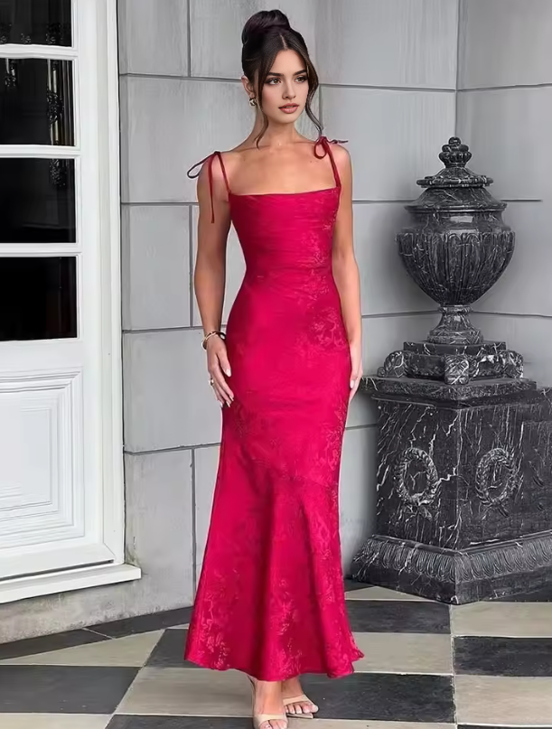Luolandi Elegant Sheath Straps Long Prom Dress Charming Evening Party Dress Summer Holiday Dress