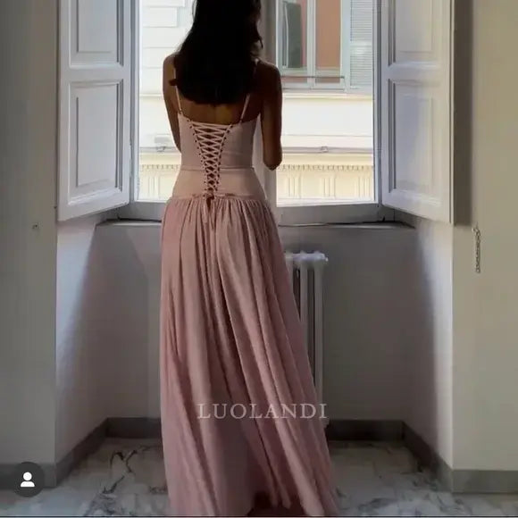 Luolandi Elegant A-Line Sweetheart Long Prom Dress Lovely Party Dress Lace Up Charming Evening Gown