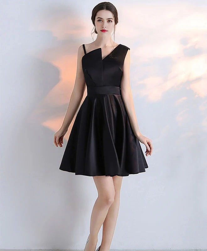 Luolandi Elegant A-line Black Sleeveless Homecoming Dress Classy Cocktail Dress Short Formal Prom Dress