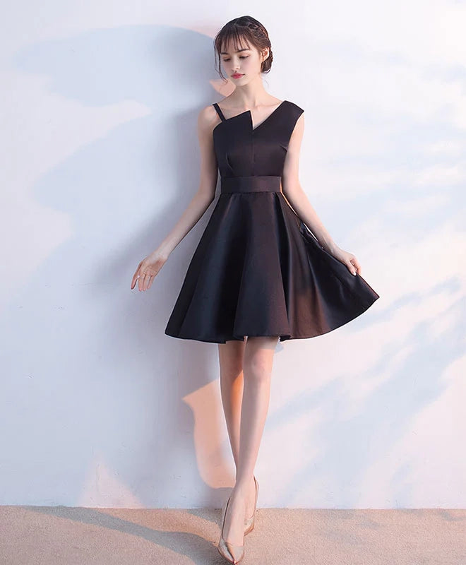 Luolandi Elegant A-line Black Sleeveless Homecoming Dress Classy Cocktail Dress Short Formal Prom Dress