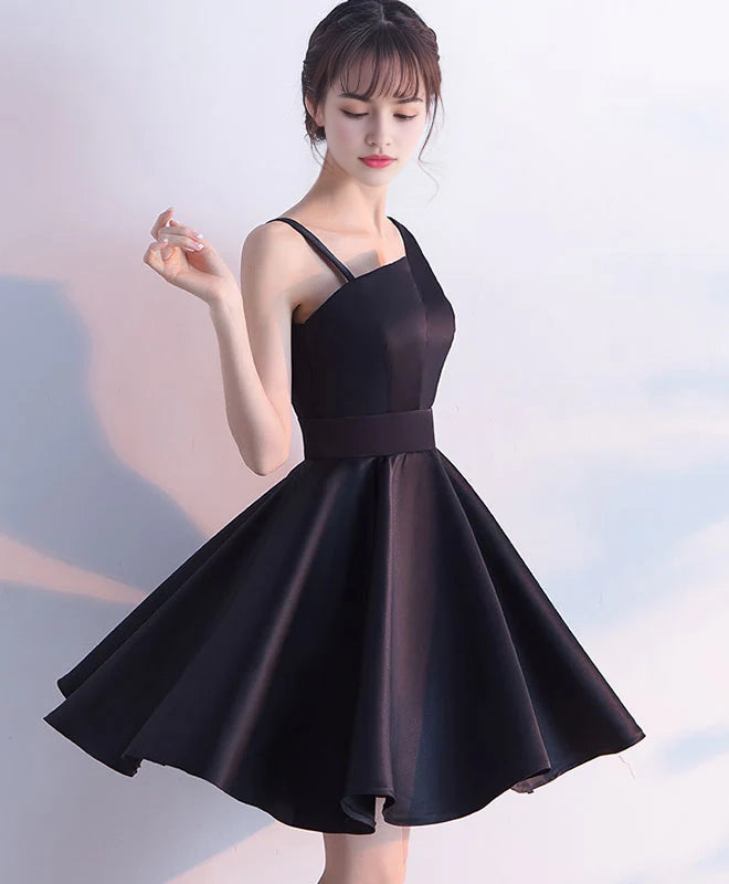 Luolandi Elegant A-line Black Sleeveless Homecoming Dress Classy Cocktail Dress Short Formal Prom Dress