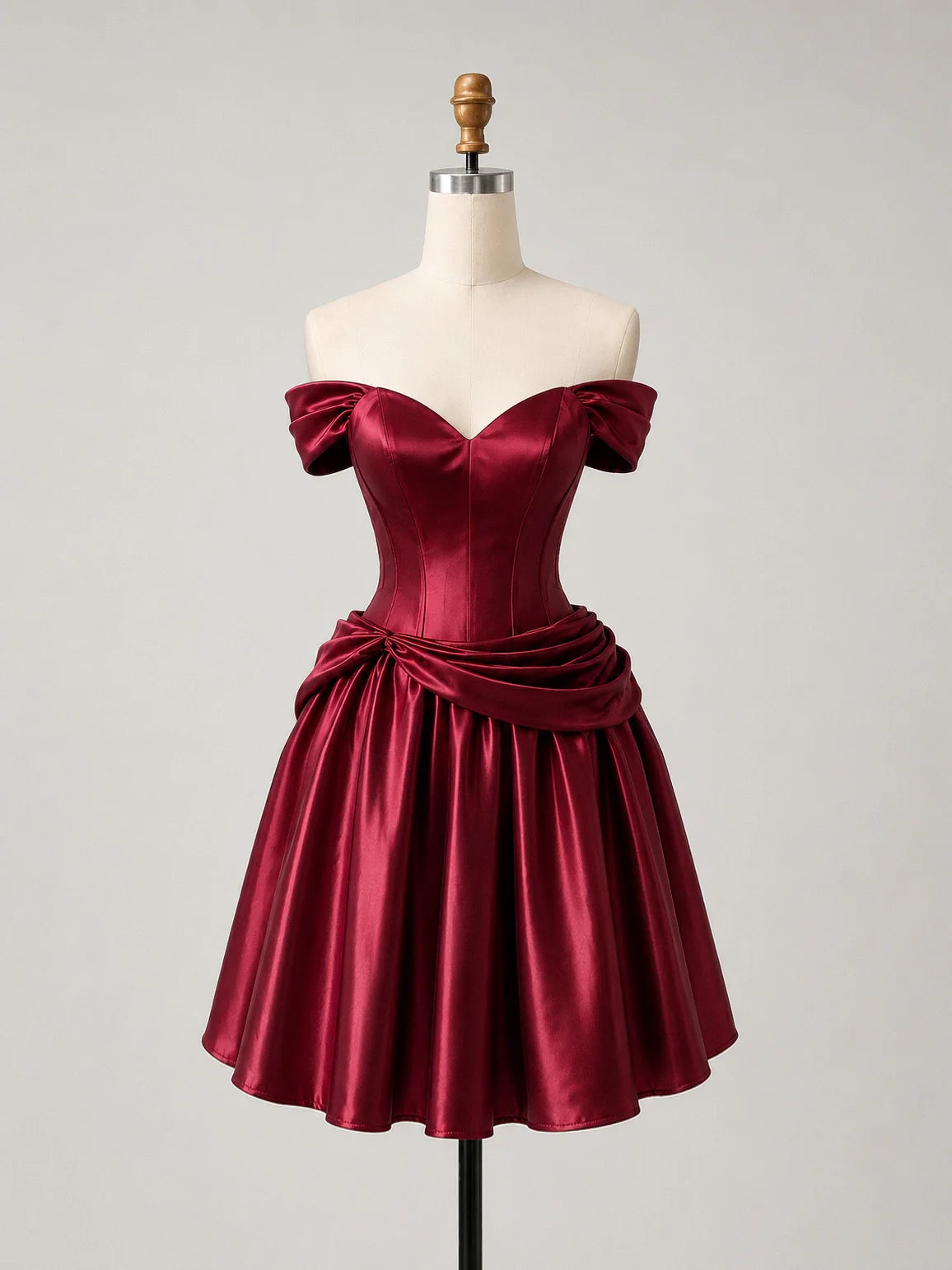 Luolandi Elegant A-line Sweetheart Off Shoulder Satin Homecoming Dress Classy Formal Prom Dress