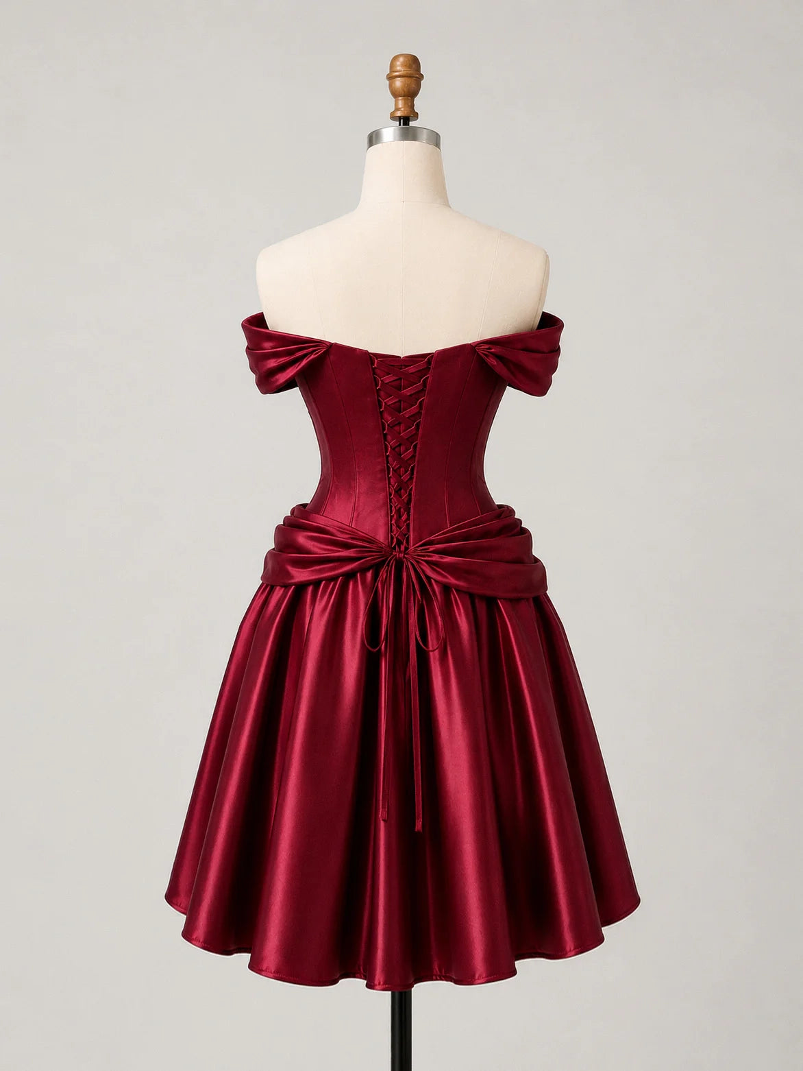 Luolandi Elegant A-line Sweetheart Off Shoulder Satin Homecoming Dress Classy Formal Prom Dress