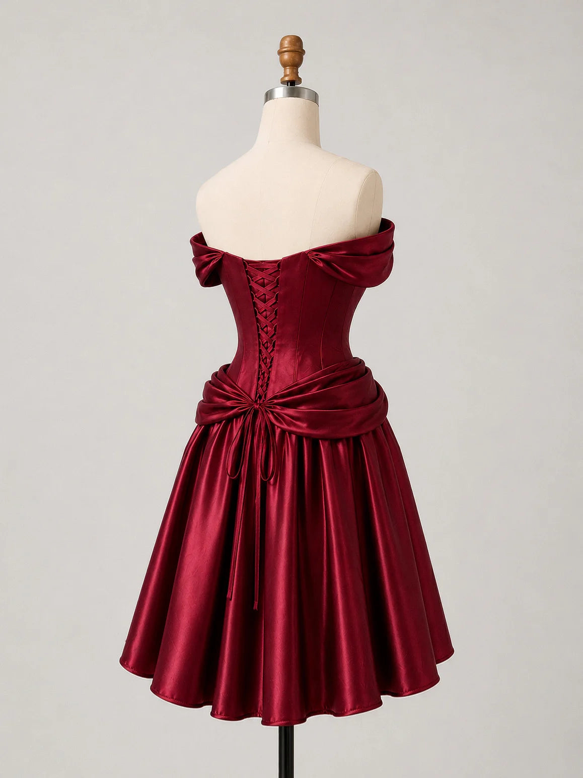 Luolandi Elegant A-line Sweetheart Off Shoulder Satin Homecoming Dress Classy Formal Prom Dress