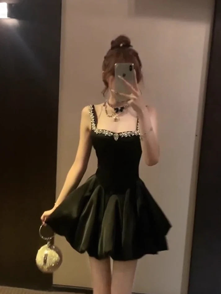 Luolandi Elegant A Line Beaded Sleeveless Black Short Homecoming Dress Chic Mini Party Prom Dress