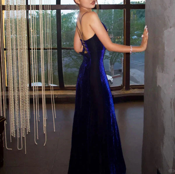 Luolandi Elegant Spaghetti Straps Sleeveless Wedding Guest Party Dress Charming Formal Evening Dress With Slit