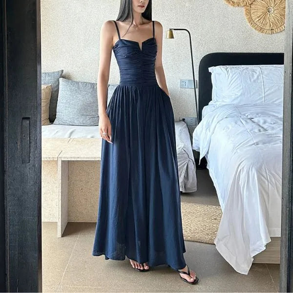 Luolandi Elegant A Line Spaghetti Straps Sleeveless Wedding Guest Party Dress Modern Formal Evening Dress With Slit