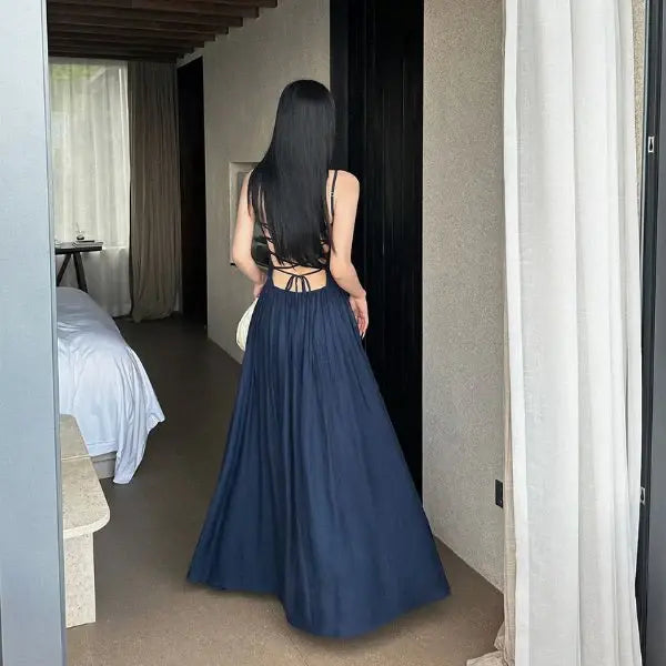 Luolandi Elegant A Line Spaghetti Straps Sleeveless Wedding Guest Party Dress Modern Formal Evening Dress With Slit