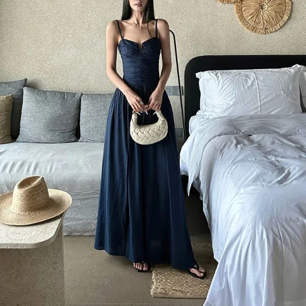 Luolandi Elegant A Line Spaghetti Straps Sleeveless Wedding Guest Party Dress Modern Formal Evening Dress With Slit