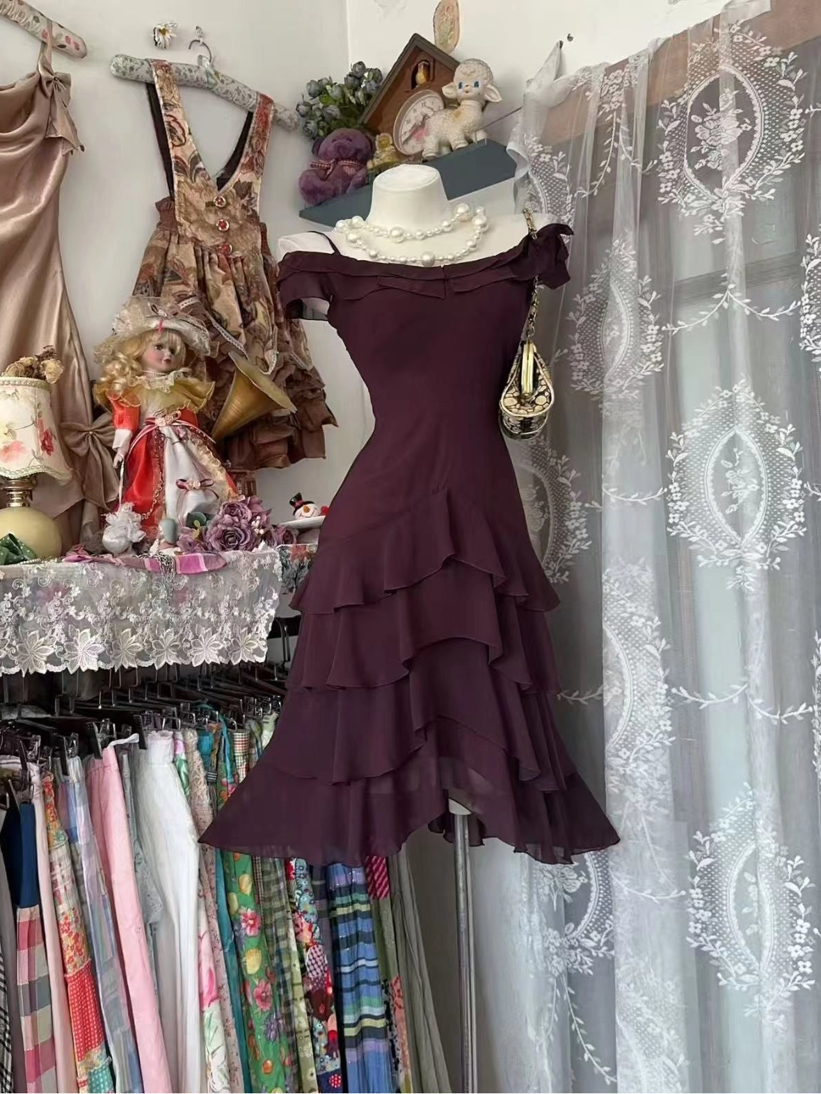 Luolandi Elegant A Line Spaghetti Straps Chiffon Tiered Ruffled Homecoming Dress Classy Summer Cocktail Dress