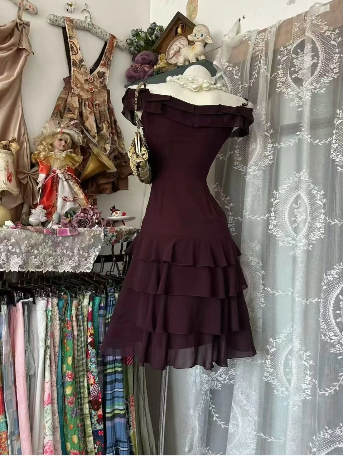 Luolandi Elegant A Line Spaghetti Straps Chiffon Tiered Ruffled Homecoming Dress Classy Summer Cocktail Dress