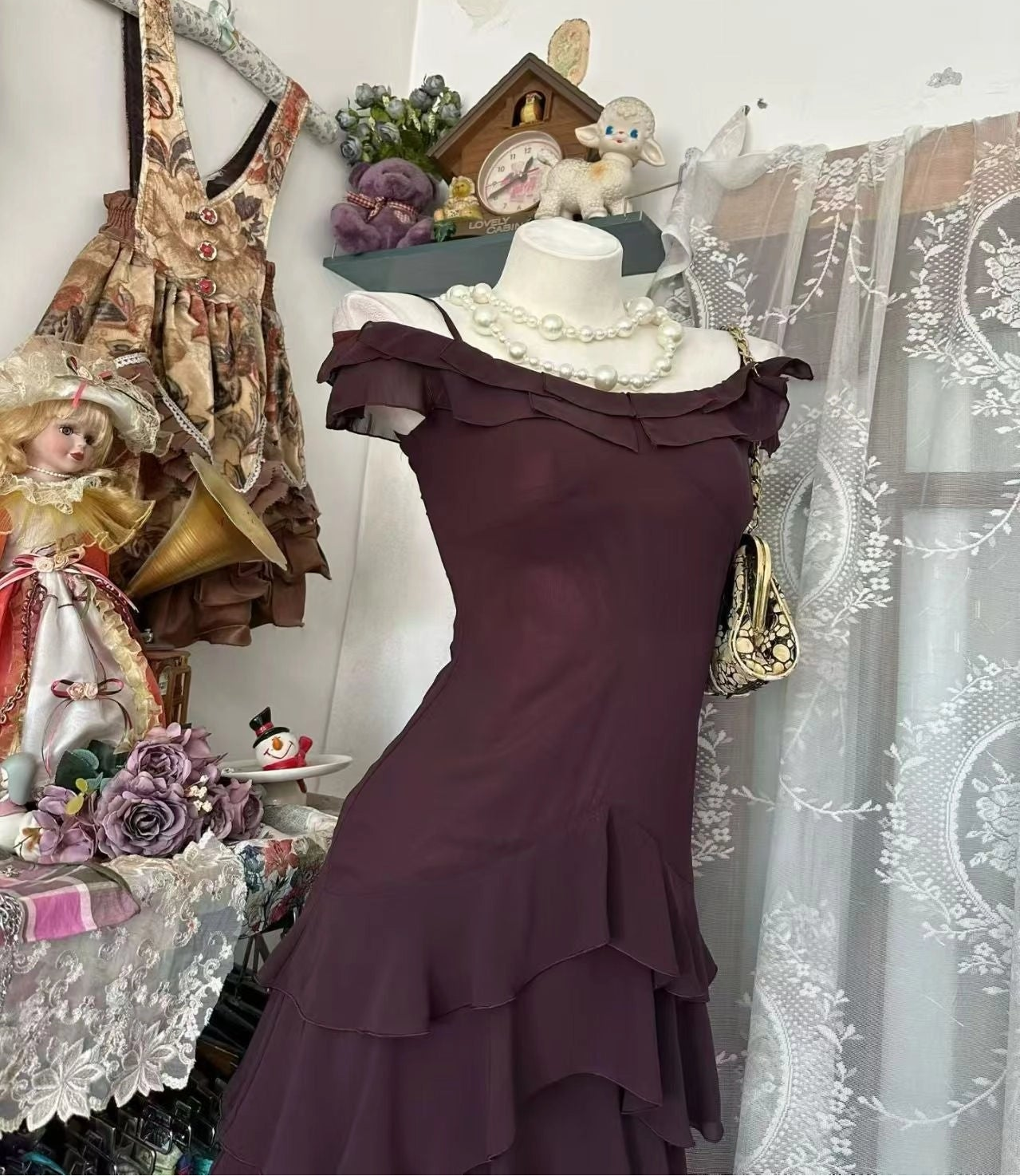 Luolandi Elegant A Line Spaghetti Straps Chiffon Tiered Ruffled Homecoming Dress Classy Summer Cocktail Dress