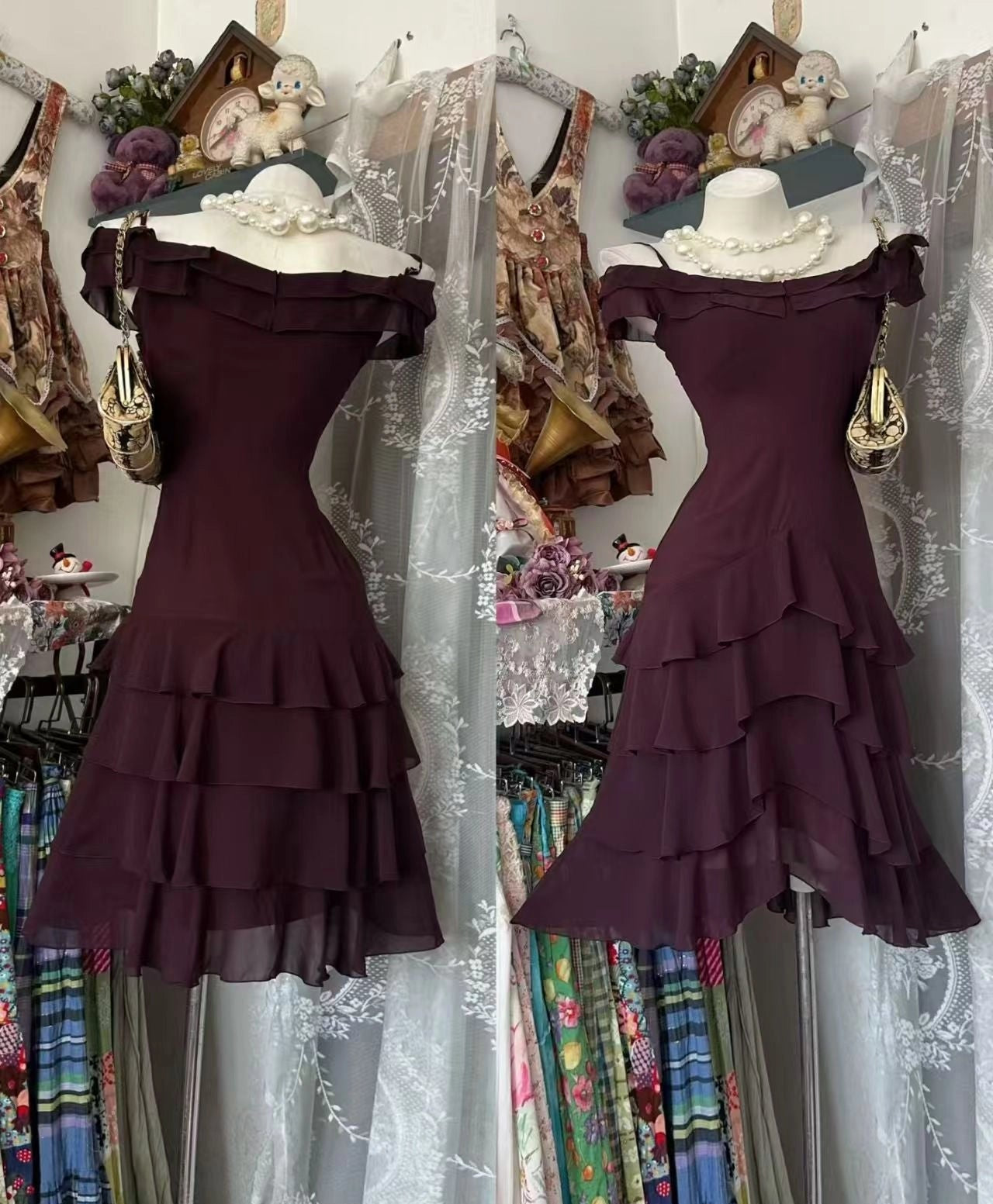 Luolandi Elegant A Line Spaghetti Straps Chiffon Tiered Ruffled Homecoming Dress Classy Summer Cocktail Dress