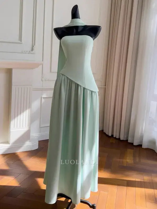 Luolandi Elegant A Line Strapless Long Formal Prom Dress Sleeveless Charming Party Evening Gowns Pretty Birthday Outfits Graduation Dress