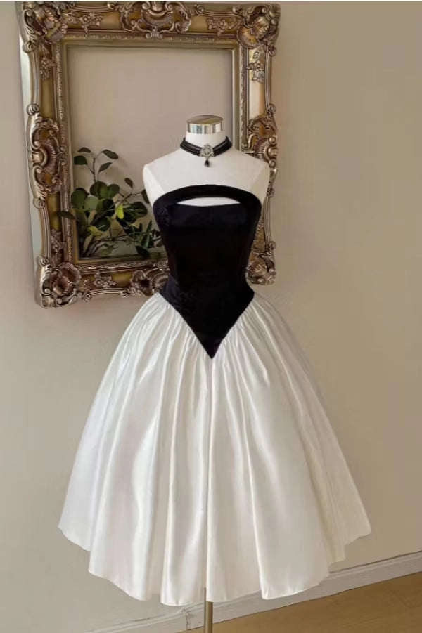 Luolandi Elegant A Line Strapless Sleeveless Homecoming Dress Chic Graduation Party Dress