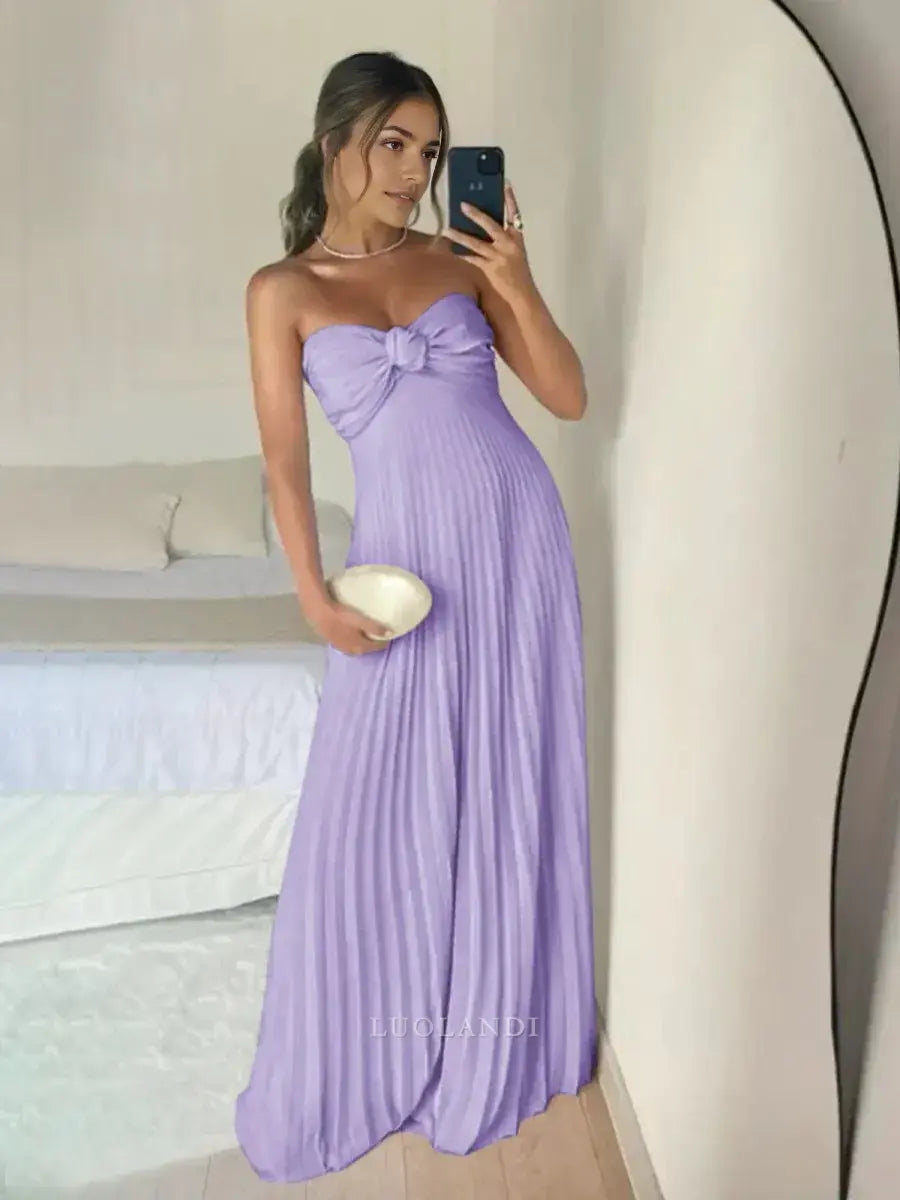 Luolandi Elegant A Line Sweetheart Strapless Chiffon Long Formal Prom Dress Charming Party Evening Gowns Sexy Graduation Dress