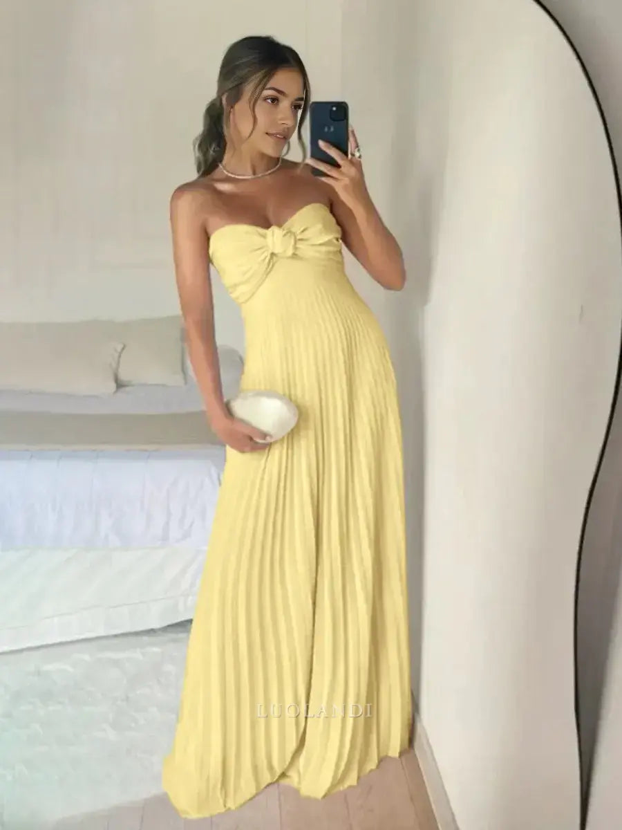 Luolandi Elegant A Line Sweetheart Strapless Chiffon Long Formal Prom Dress Charming Party Evening Gowns Sexy Graduation Dress