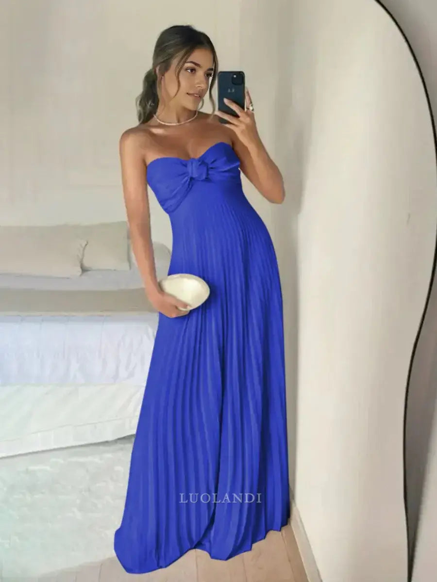 Luolandi Elegant A Line Sweetheart Strapless Chiffon Long Formal Prom Dress Charming Party Evening Gowns Sexy Graduation Dress