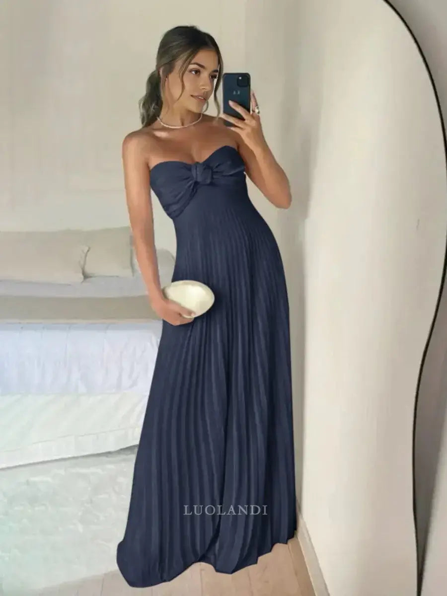 Luolandi Elegant A Line Sweetheart Strapless Chiffon Long Formal Prom Dress Charming Party Evening Gowns Sexy Graduation Dress