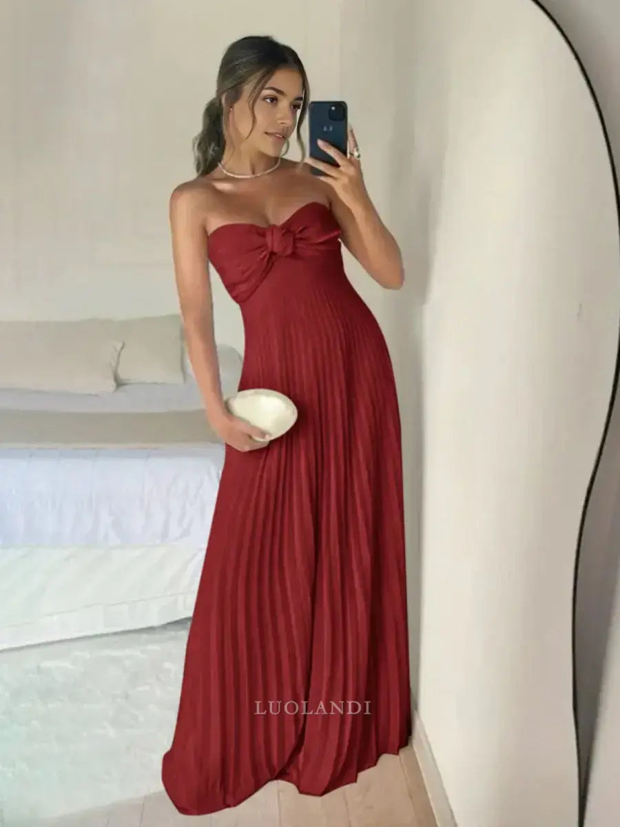 Luolandi Elegant A Line Sweetheart Strapless Chiffon Long Formal Prom Dress Charming Party Evening Gowns Sexy Graduation Dress