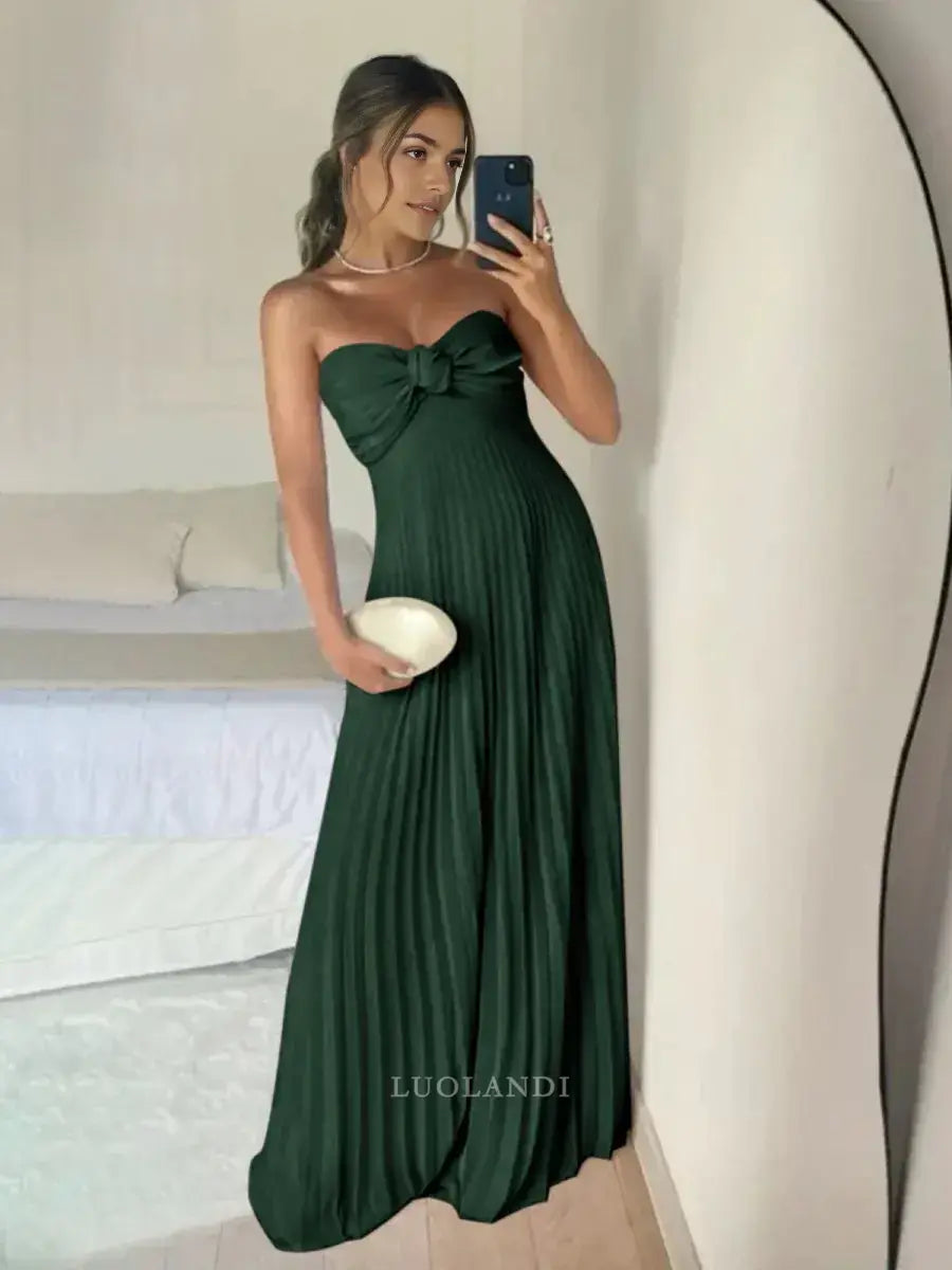 Luolandi Elegant A Line Sweetheart Strapless Chiffon Long Formal Prom Dress Charming Party Evening Gowns Sexy Graduation Dress