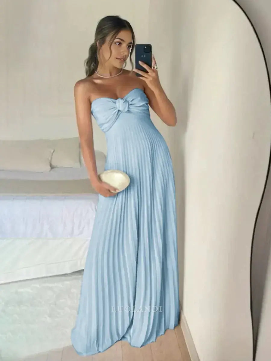 Luolandi Elegant A Line Sweetheart Strapless Chiffon Long Formal Prom Dress Charming Party Evening Gowns Sexy Graduation Dress