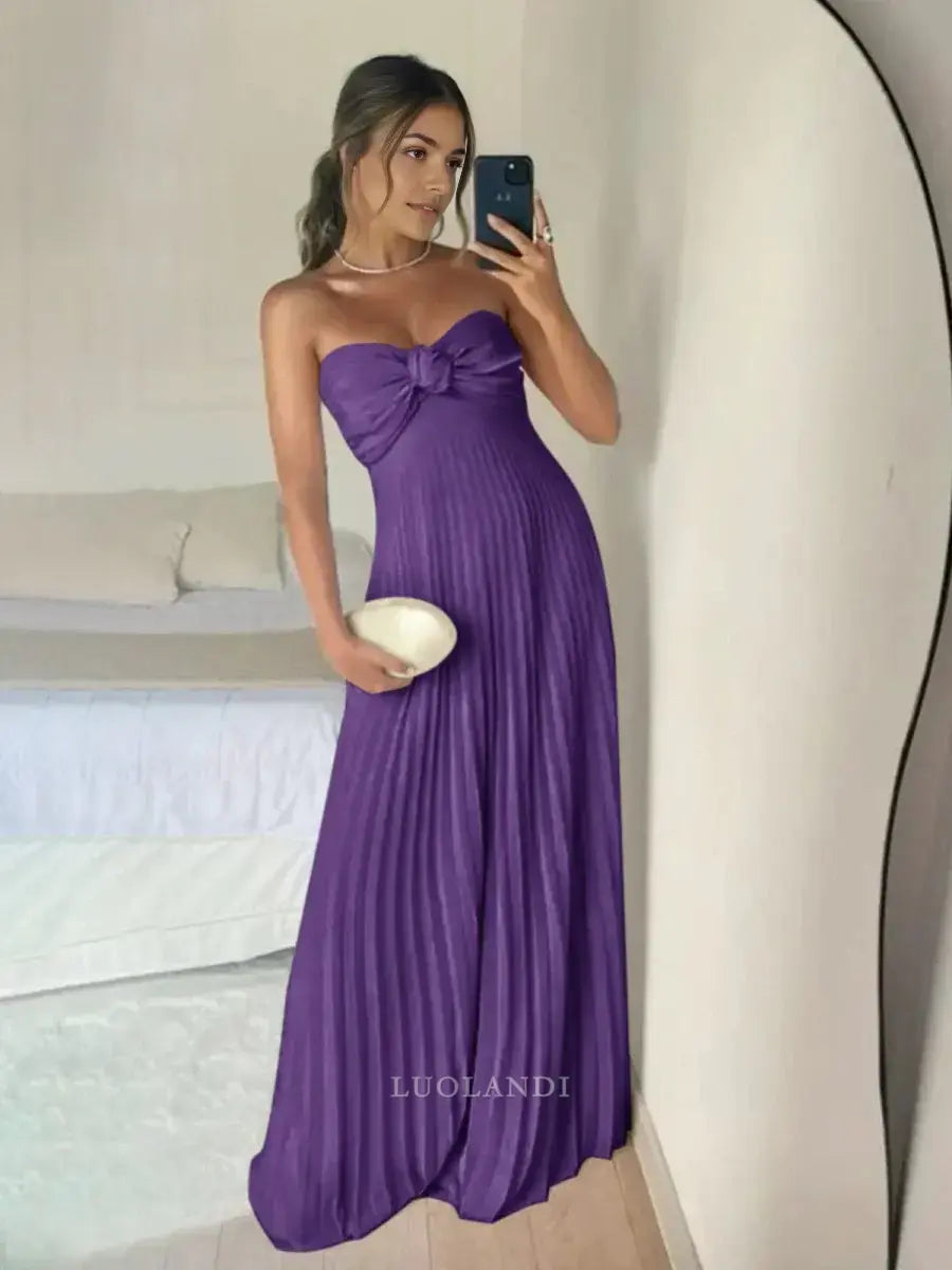 Luolandi Elegant A Line Sweetheart Strapless Chiffon Long Formal Prom Dress Charming Party Evening Gowns Sexy Graduation Dress