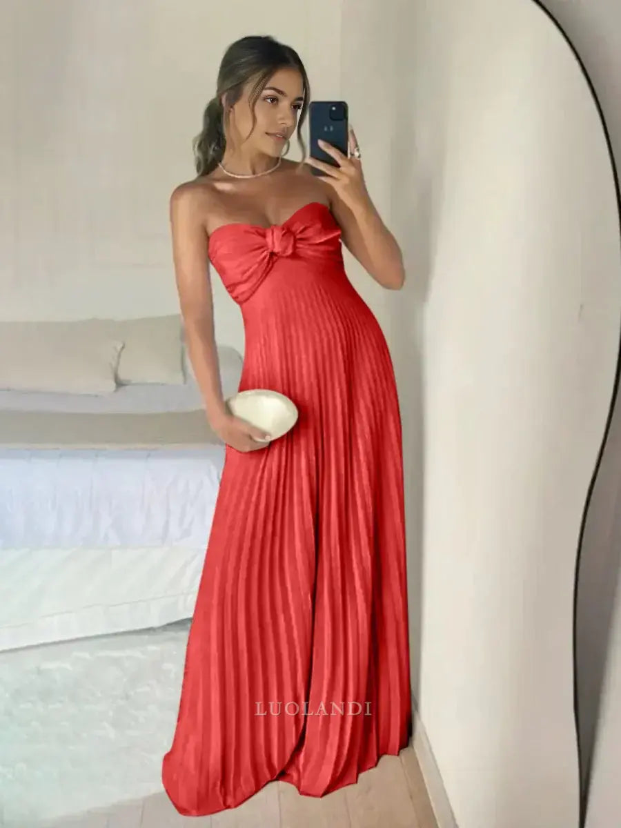 Luolandi Elegant A Line Sweetheart Strapless Chiffon Long Formal Prom Dress Charming Party Evening Gowns Sexy Graduation Dress