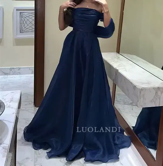 Luolandi Elegant A line Off the Shoulder Long Formal Prom Dress Vintage Party Evening Gown Charming Wedding Guest Dress