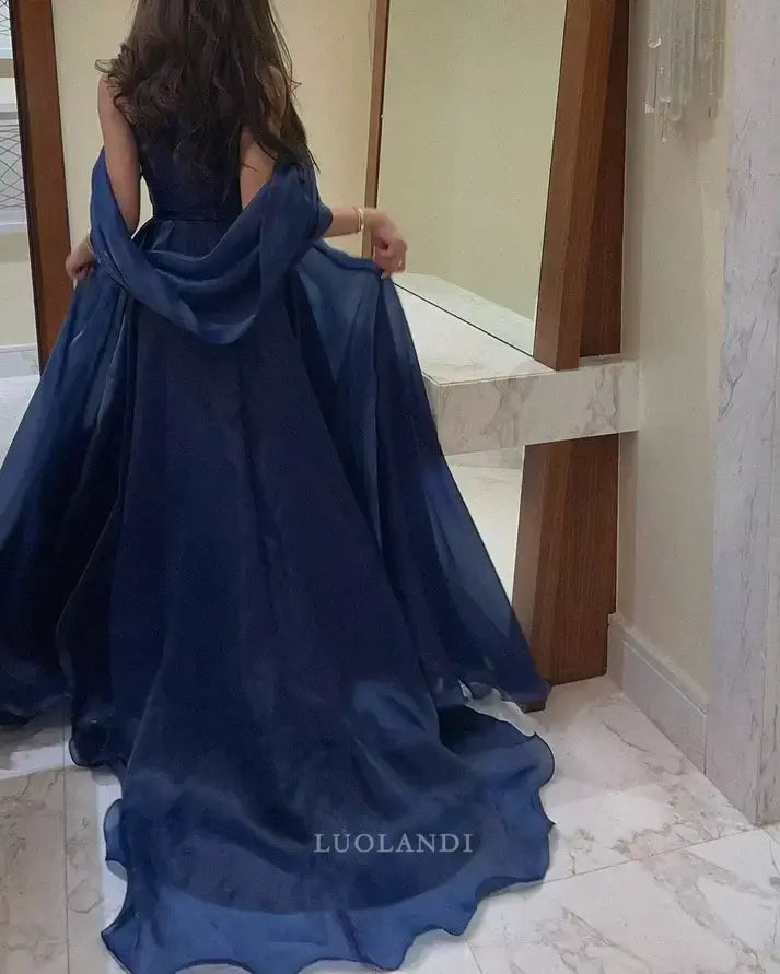 Luolandi Elegant A line Off the Shoulder Long Formal Prom Dress Vintage Party Evening Gown Charming Wedding Guest Dress