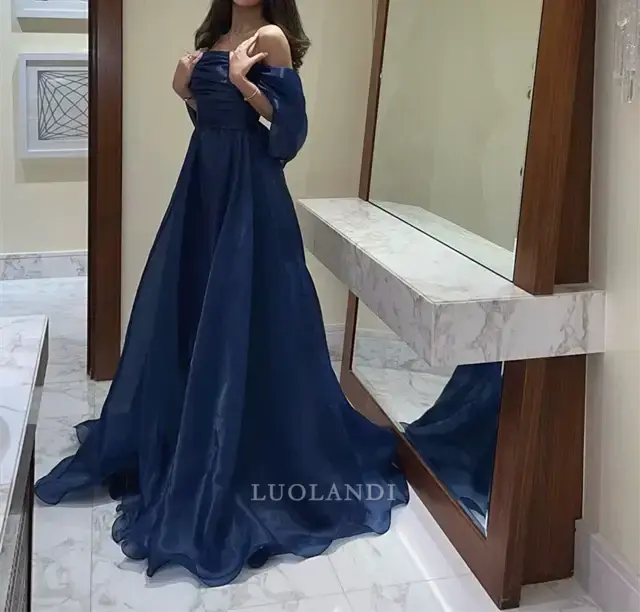 Luolandi Elegant A line Off the Shoulder Long Formal Prom Dress Vintage Party Evening Gown Charming Wedding Guest Dress