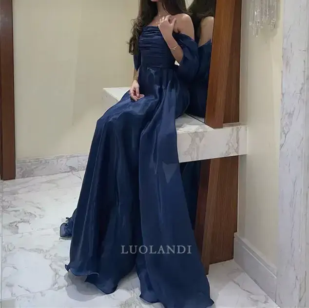 Luolandi Elegant A line Off the Shoulder Long Formal Prom Dress Vintage Party Evening Gown Charming Wedding Guest Dress