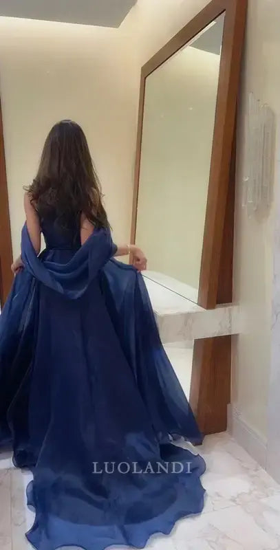 Luolandi Elegant A line Off the Shoulder Long Formal Prom Dress Vintage Party Evening Gown Charming Wedding Guest Dress