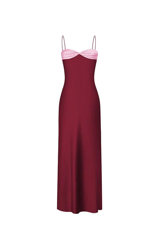 Luolandi Elegant Burgundy Spaghetti Straps Party Dress Charming Wedding Guest Dress Simple Long Formal Graduation Dress