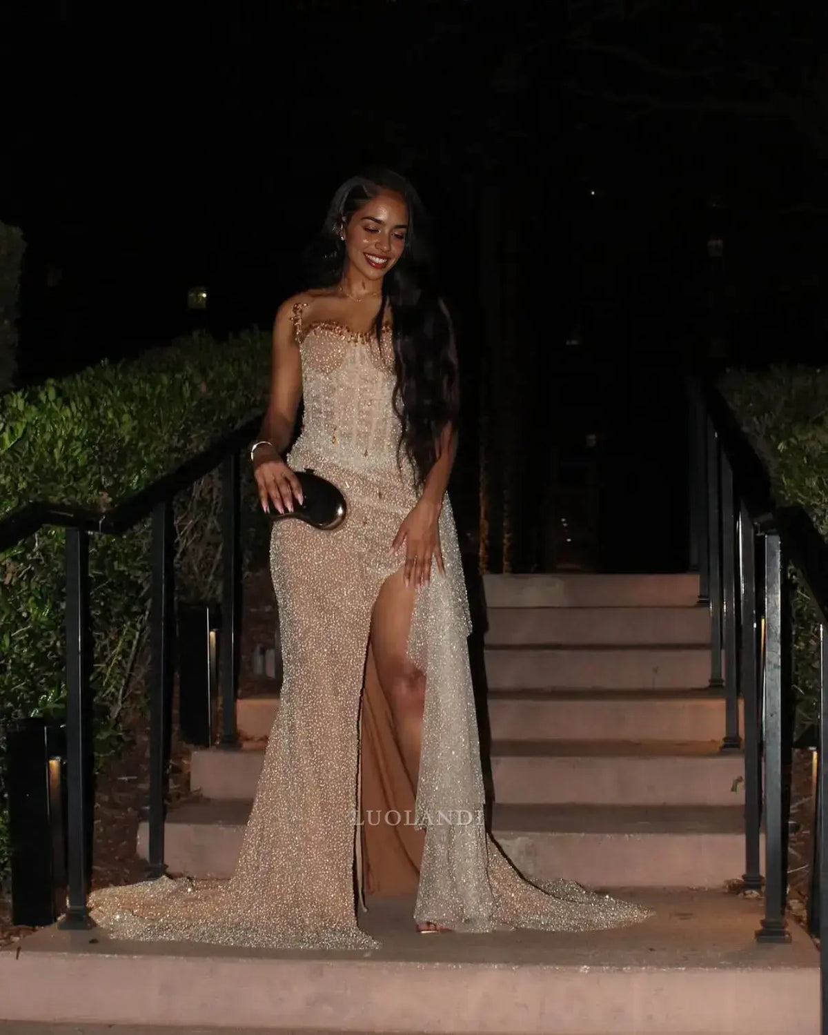 sexy prom dresses black girls Luolandi Elegant Formal Wear Dress Sleeveless Long Dress With Sli – LUOLANDI DRESS Size:32x32 pair this gown with offer_buy2get1 Vince Camuto Knit Floral