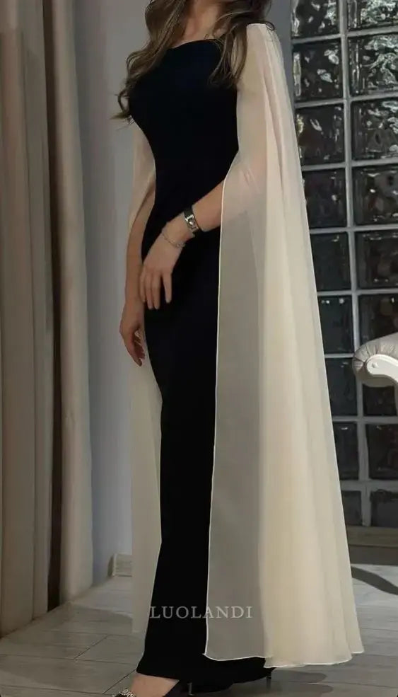 Luolandi Elegant Long Formal Prom Dress Simple Evening Party Gown Black Charming Wedding Guest Dress