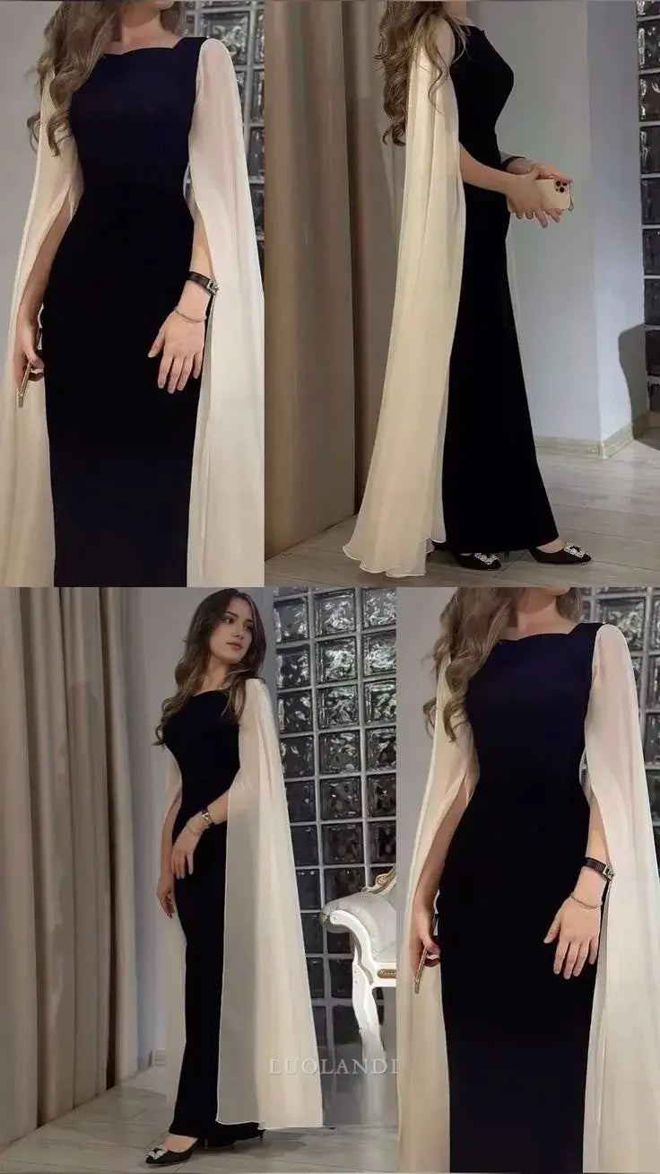 Luolandi Elegant Long Formal Prom Dress Simple Evening Party Gown Black Charming Wedding Guest Dress