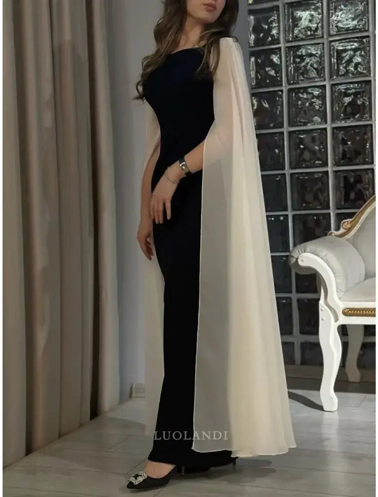 Luolandi Elegant Long Formal Prom Dress Simple Evening Party Gown Black Charming Wedding Guest Dress